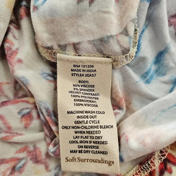 Soft Surroundings FiFi Embroidered Top Women's Size XS, 3/4 Bell Sleeves, Boho - Picture 6 of 6